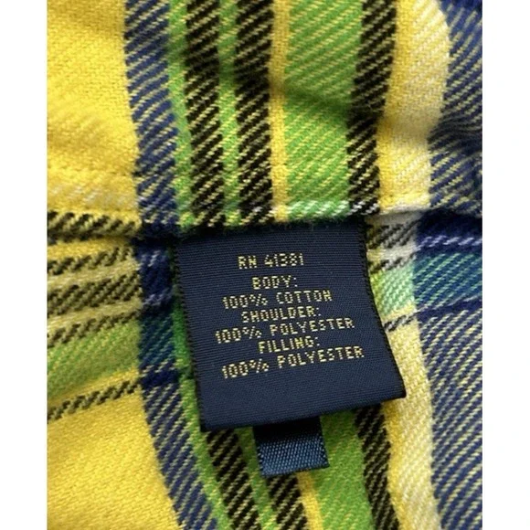 Polo Ralph Lauren Yellow Preppy Rugged Quilted Yoke Flannel Half Zip Cabin XL - Picture 5 of 6